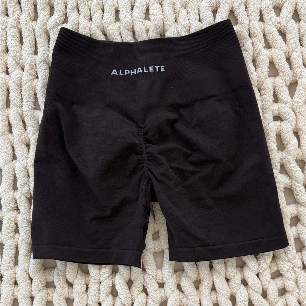 Alphalete Chocolate Brown High-Rise Amplify Shorts